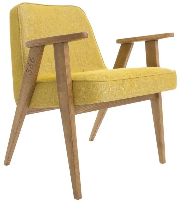 Fotoliu elegant design nordic 366 LOFT galben/ stejar inchis