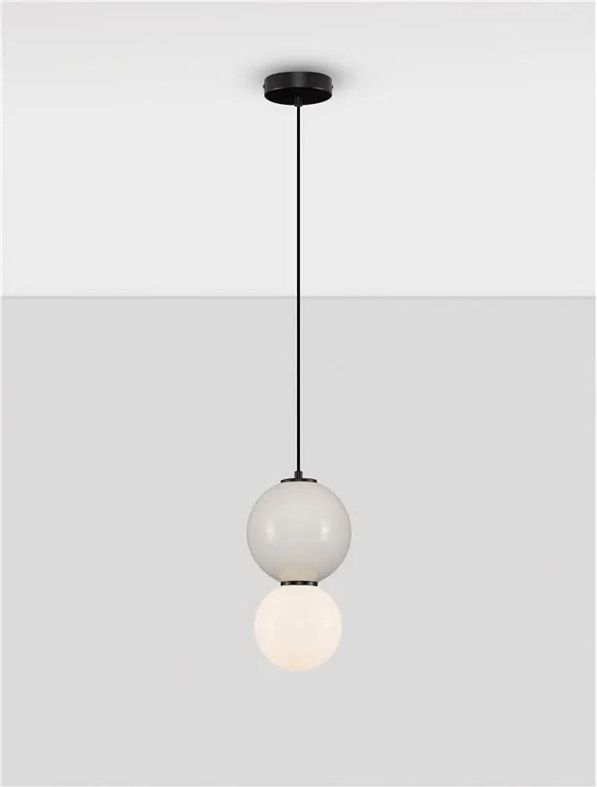 Pendul LED decorativ portelan gri deschis, sticla alb, NOESIS