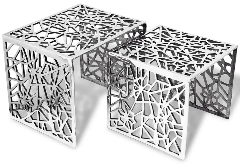vidaXL Set de mese laterale 2 buc. pătrat aluminiu argintiu