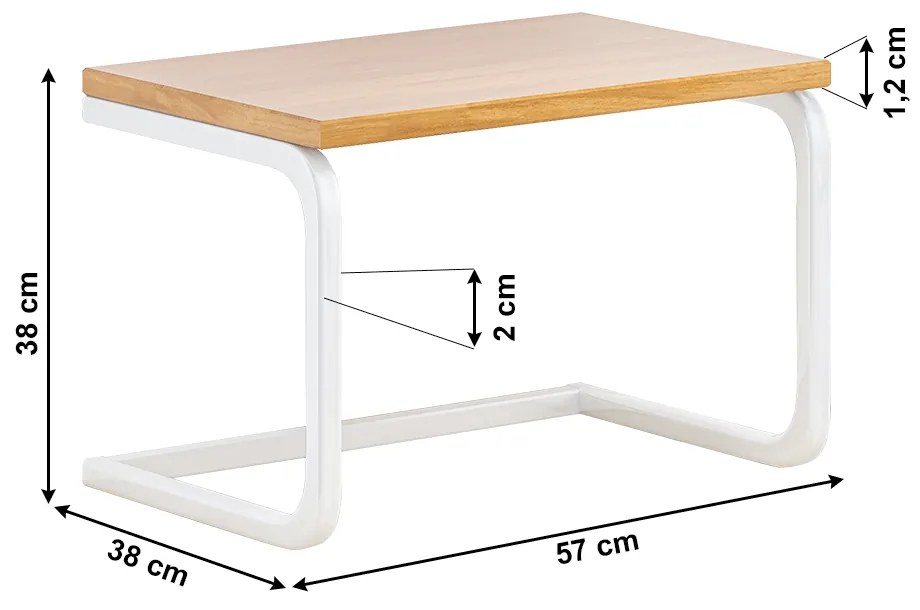 Raft de depozitare alb / stejar natural, AVENO