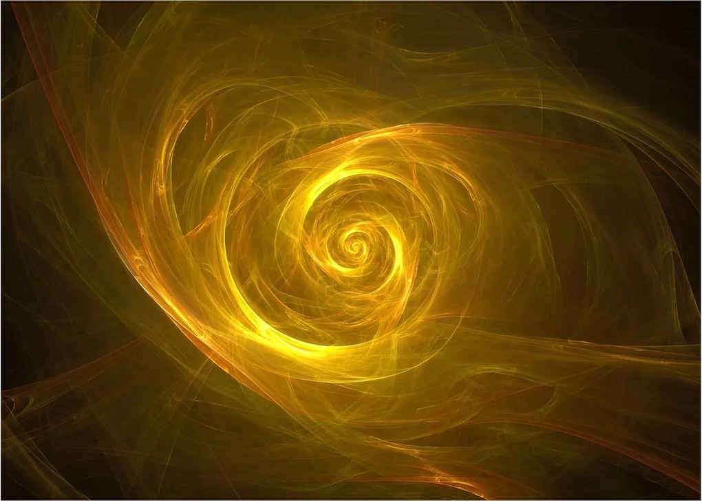 Tablou pe sticlă cu spirala abstractă în galben (70x50 cm)