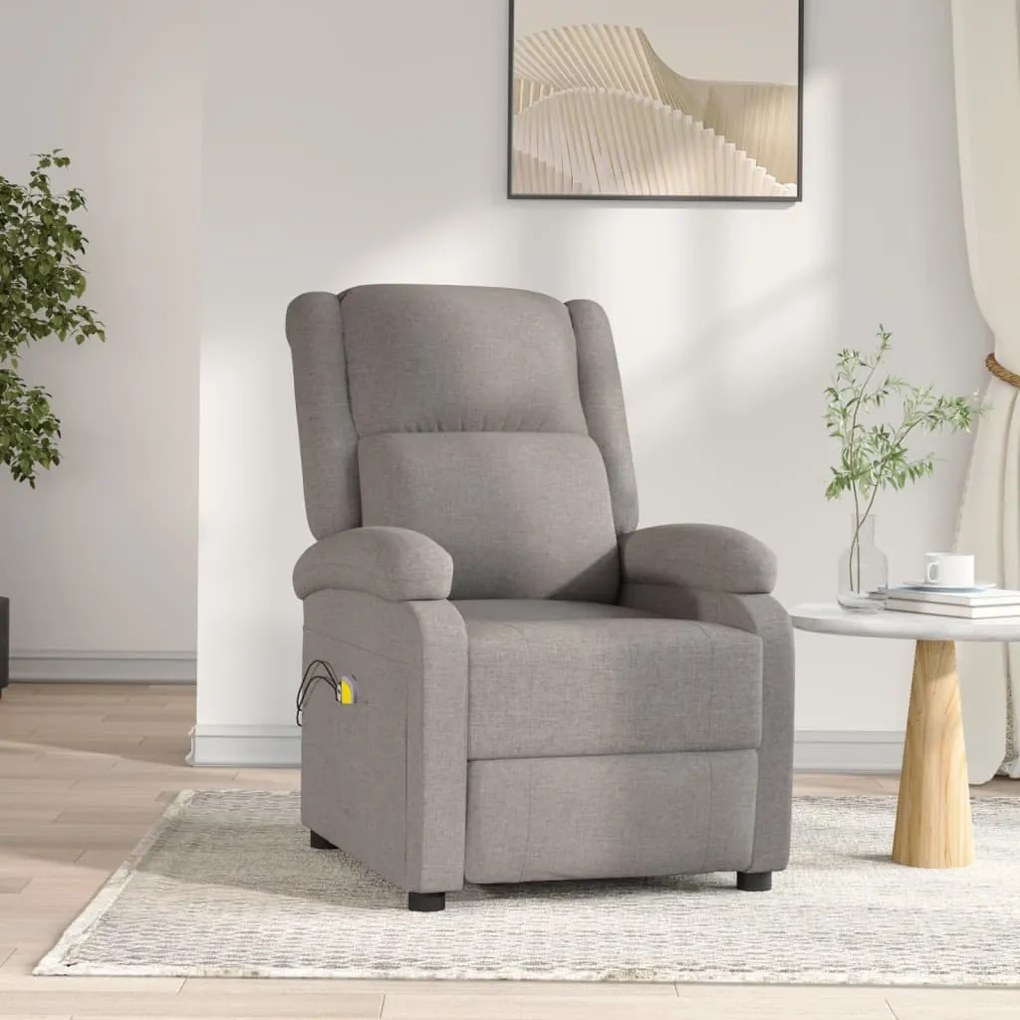 3098366 vidaXL Fotoliu de masaj electric rabatabil, gri taupe, textil