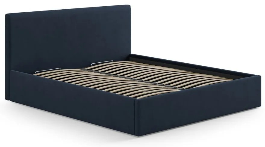 Tăblie de pat albastru-închis tapițată 150,5x100 cm Remo – Micadoni