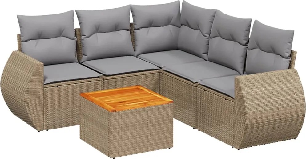 vidaXL Set canapele de grădină cu perne, 6 piese, bej, poliratan