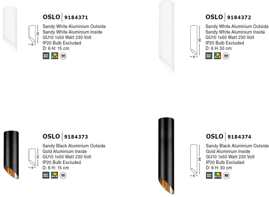 Spot aplicat design modern OSLO negru, H-15cm NVL-9184373