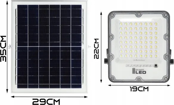 Proiector solar LED reglabil 100W 3,2V 5000K 10500 mAh IP65 negru + telecomandă