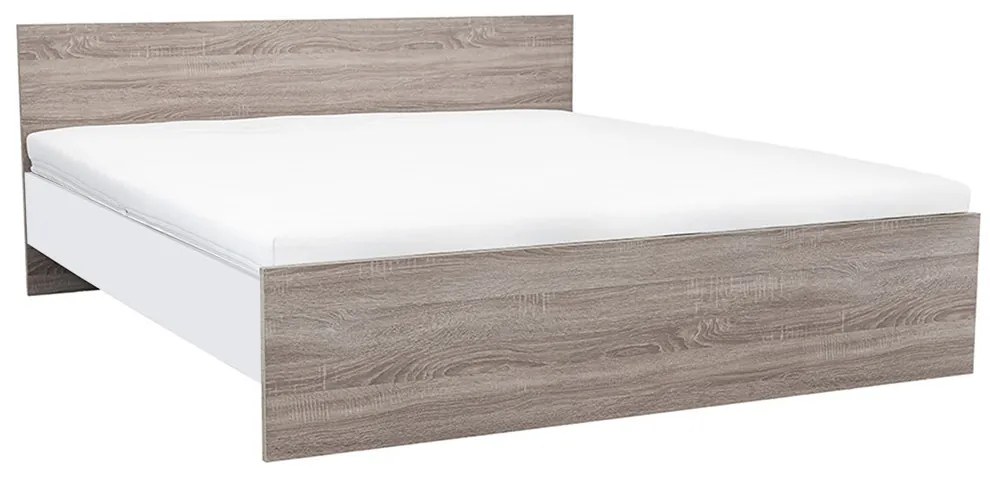 Pat dublu Miami fără cadru de pat 180x200 cm stejar York-alb