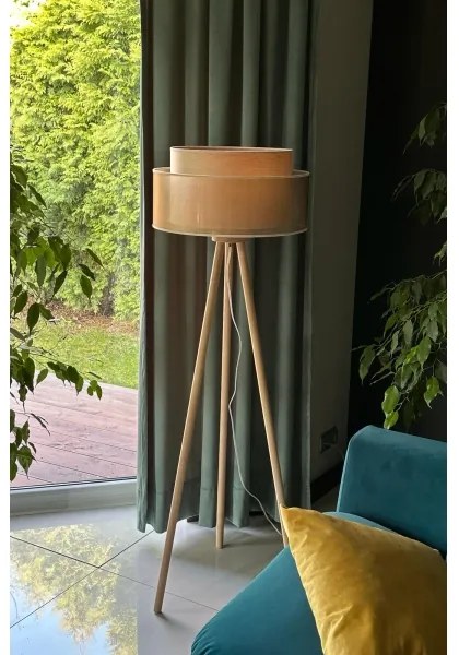 Lampadar WOOD Duolla BOHO 1xE27/15W/230V d. 45 cm cupru/maro/bej