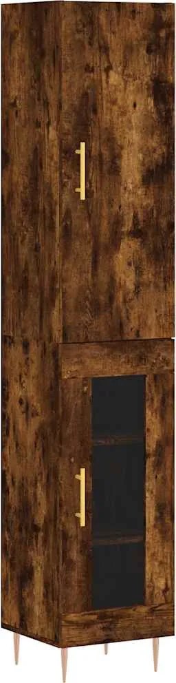 vidaXL Dulap înalt, stejar fumuriu, 34,5x34x180 cm, lemn prelucrat