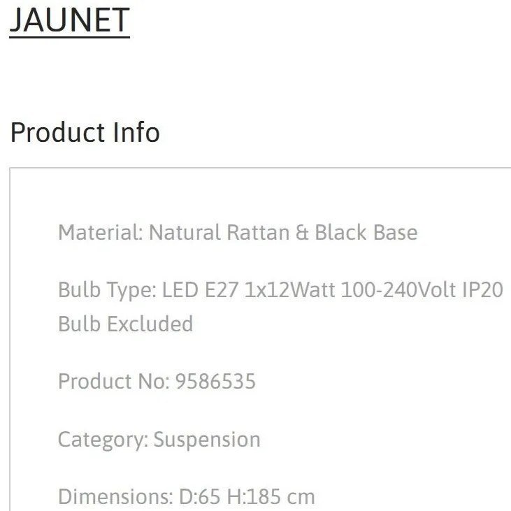 Lustra ratan design natural JAUNET NVL-9586535