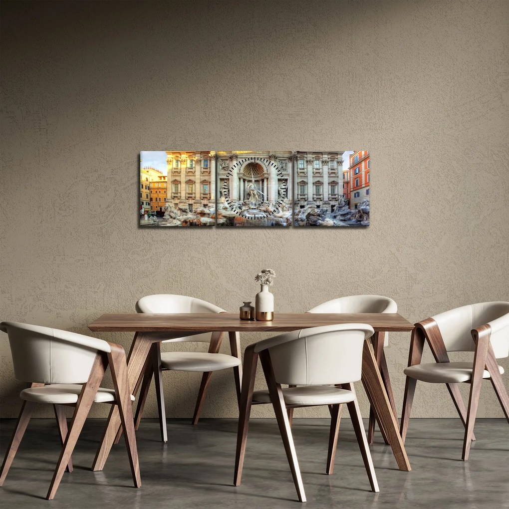Tablou - Fântâna Trevi (cu ceas) (90x30 cm)