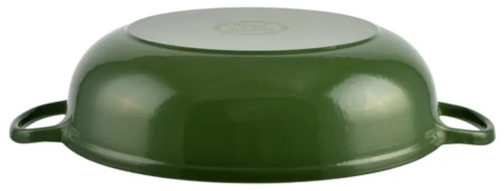 Cratita fonta emailata cu capac pentru friptura, 31,5x8,5 cm, Perfect Home 80057, verde