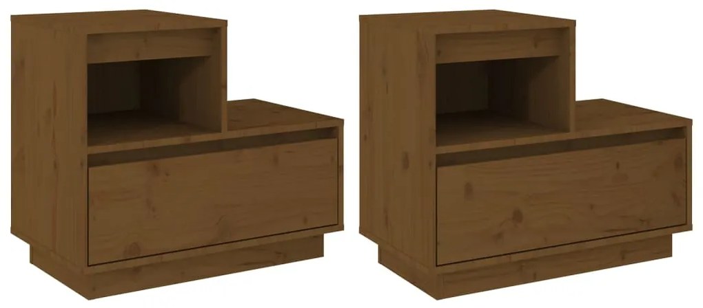 814381 vidaXL Noptiere, 2 buc, maro miere, 60x34x51 cm, lemn masiv de pin