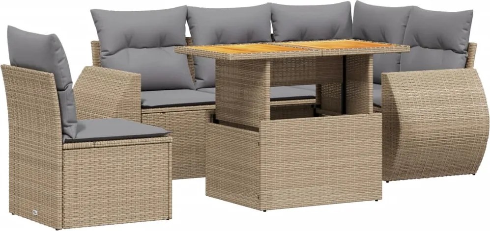 vidaXL Set canapele de grădină cu perne, 6 piese, bej, poliratan