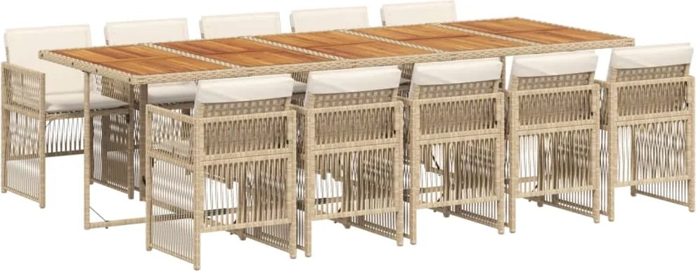 vidaXL Set mobilier de grădină cu perne, 11 piese, bej, poliratan