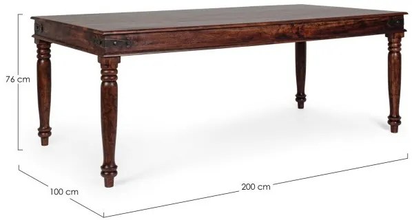 Masa dining pentru 8 persoane maro din lemn de Acacia, 200 cm, Jaipur Bizzotto