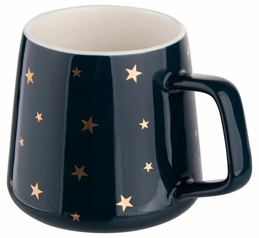 Cană din porțelan Altom Golden stars, 370ml, navy blue