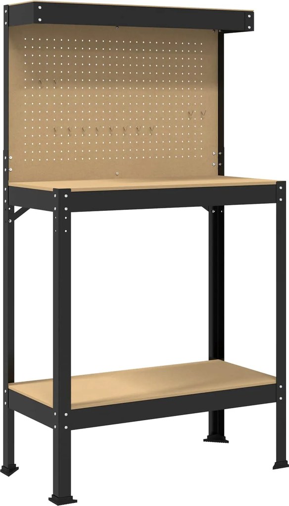 vidaXL Banc de lucru Negru 81 x 41 x 145 cm Lemn aranjat și metal