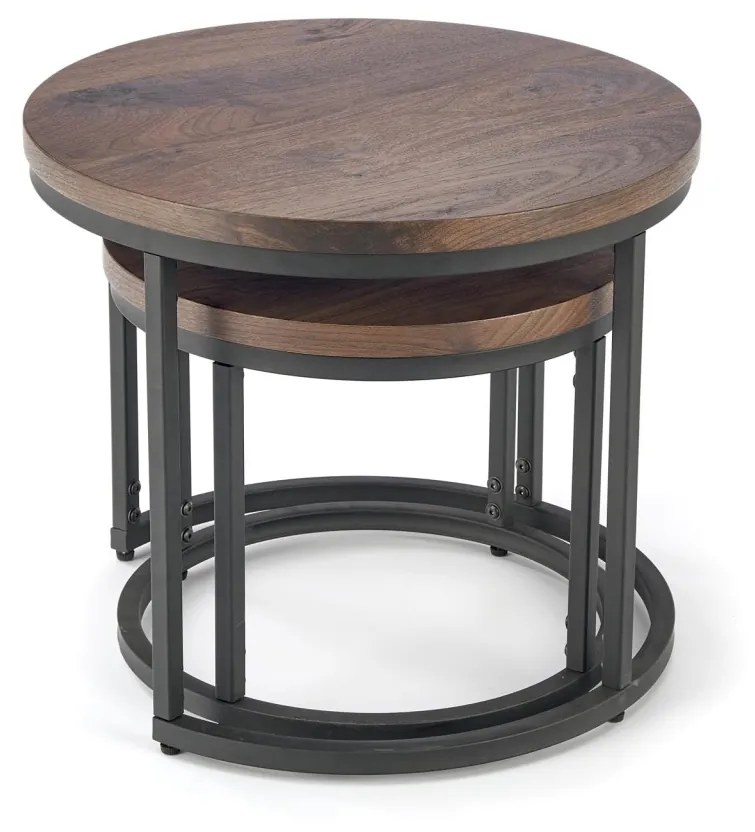 Set 2 mese de cafea Oreo nuc/negru – d43-53 x h35-45 cm