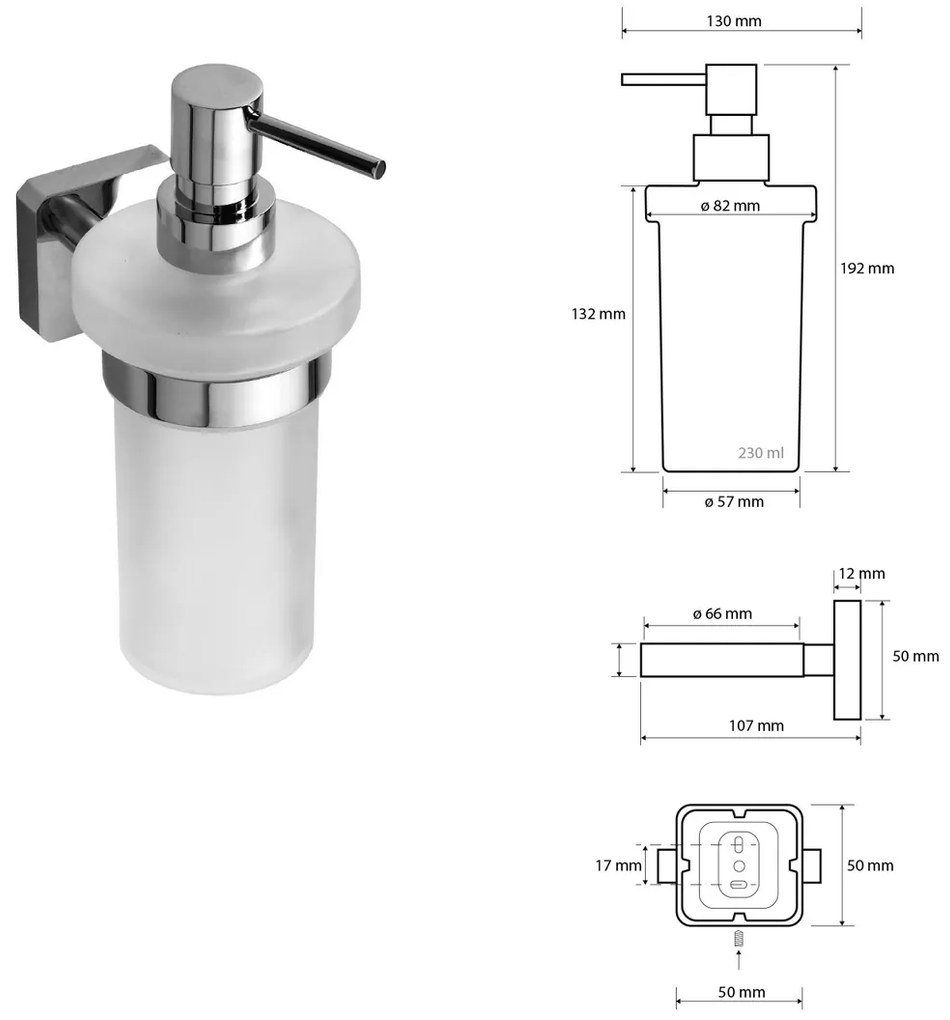 Dozator de săpun SAPHO IS019 Insia 230 ml ,sticlă de lapte/crom