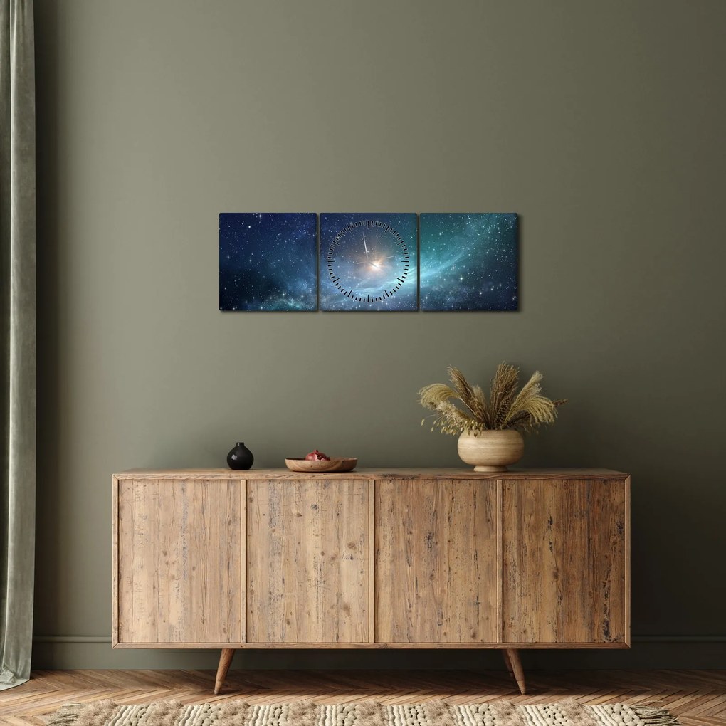 Tablou - Stele și nebuloase (cu ceas) (90x30 cm)