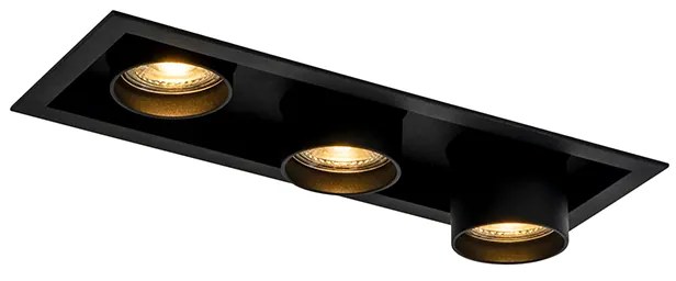 Spot modern îngropat negru reglabil cu 3 lumini - Roof
