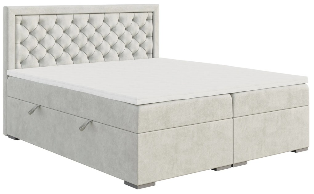 Zondo Pat matrimonial Boxspring 140 cm Bohem (ivory) (cu saltea și sp. depozitare). 1043354