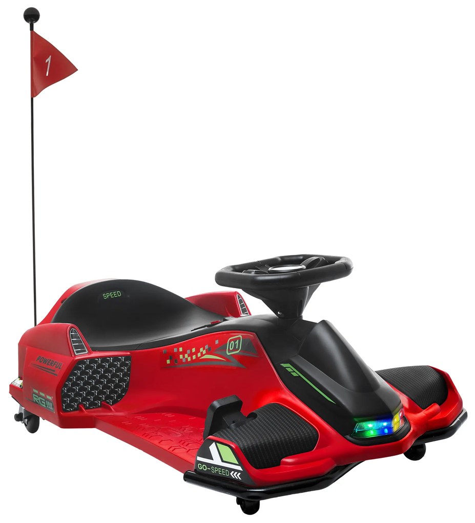 HOMCOM Kart Electric pentru Copii cu Pedale pentru Copii cu Pornire Lentă și Centură, 90x53x99 cm, Roșu | Aosom Romania