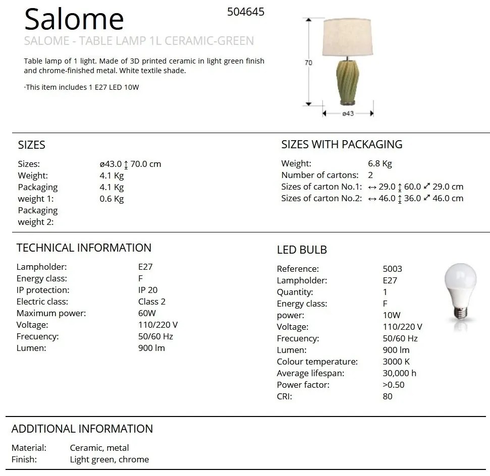 Lampa de masa din ceramica imprimata 3D Salome