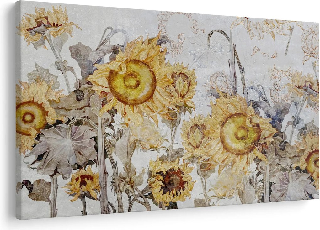 Tablou - Floarea-soarelui pe perete (90x60 cm)