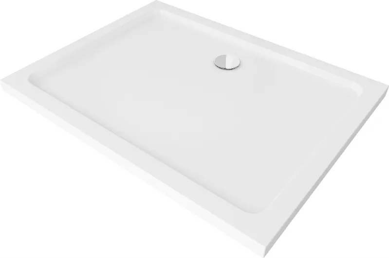 Mexen Flat recea dreptunghiulară slim 90 x 70 cm, albă, sifon cromat - 40107090
