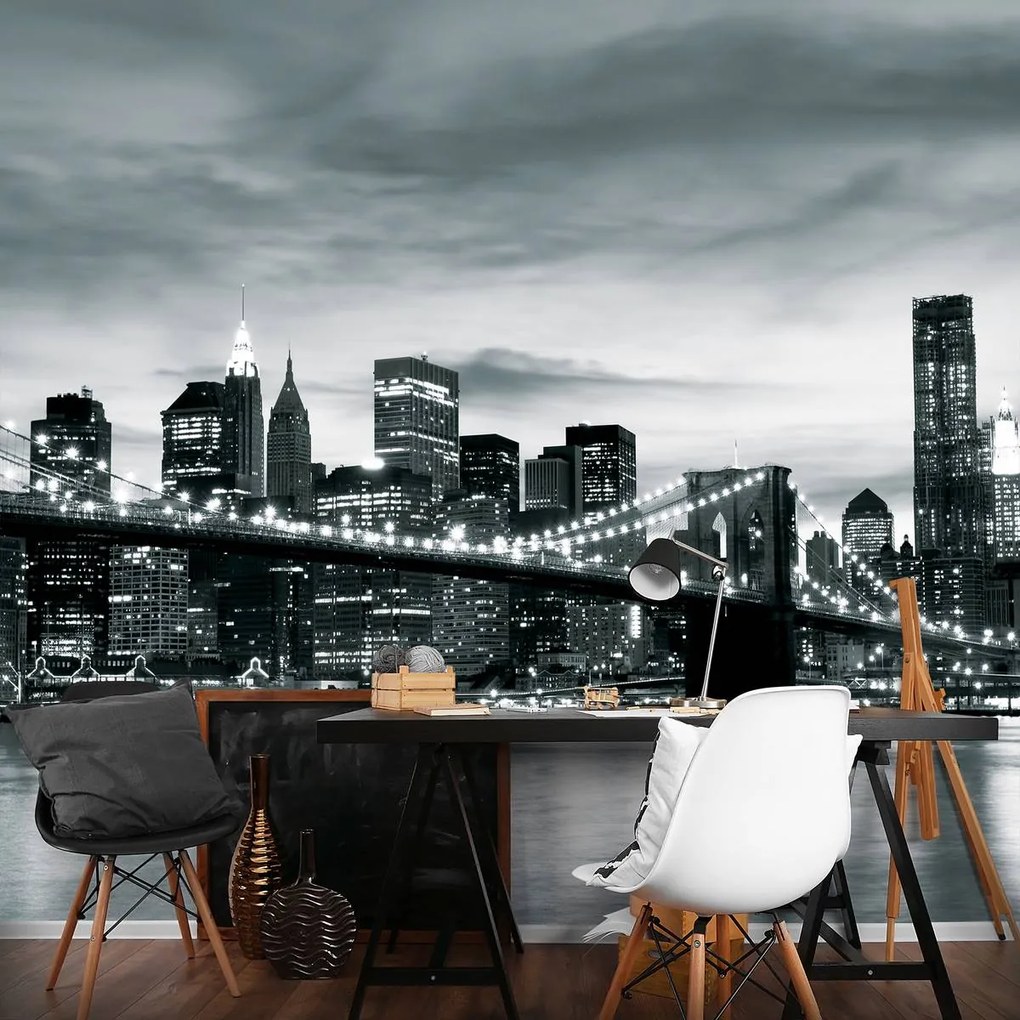 Fototapet - New York și podul Brooklin (254x184 cm)