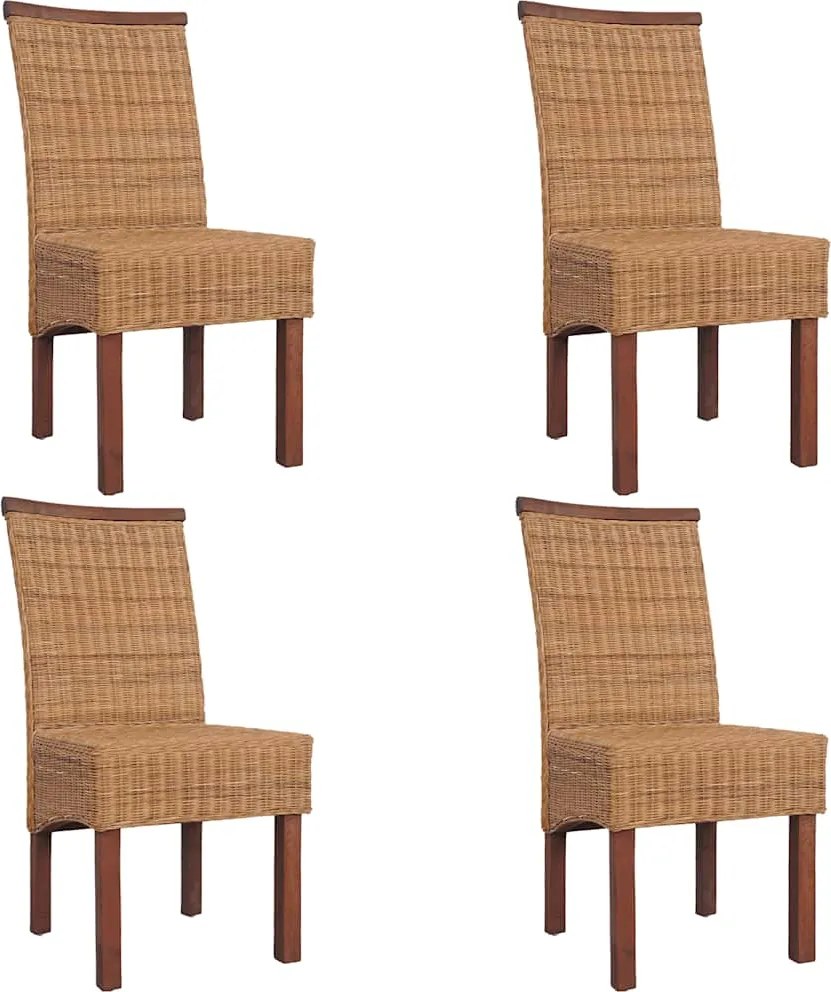 vidaXL Scaune de bucătărie, 4 buc., maro, ratan natural