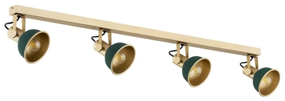 Lustra cu 4 spoturi directionabile design modern Lenora auriu, verde