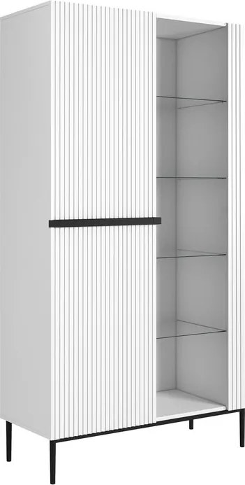 Vitrină Nicole - Mat alb / picioare negre