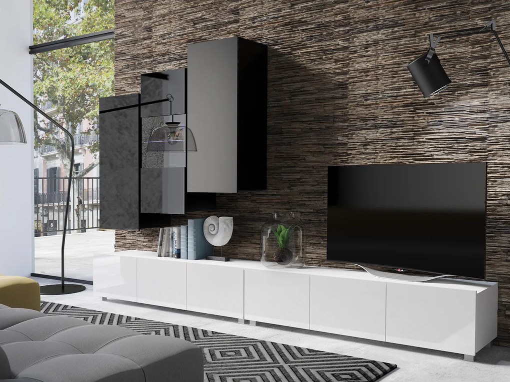 Mobilier living Calabria C17 (Negru + Alb) (fără iluminat). 1051664