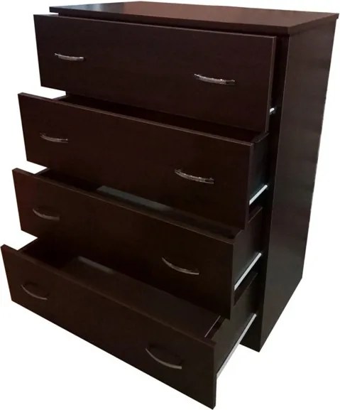 Comoda 4 sertare Wenge, 80x48x105 cm