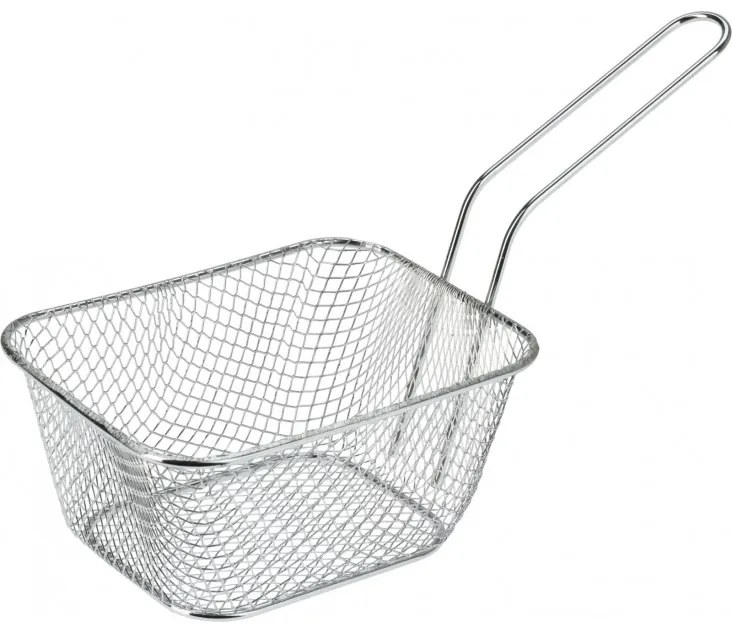 Cos servire cartofi Silver, otel cromat, 14x10x7 cm, maner 10 cm