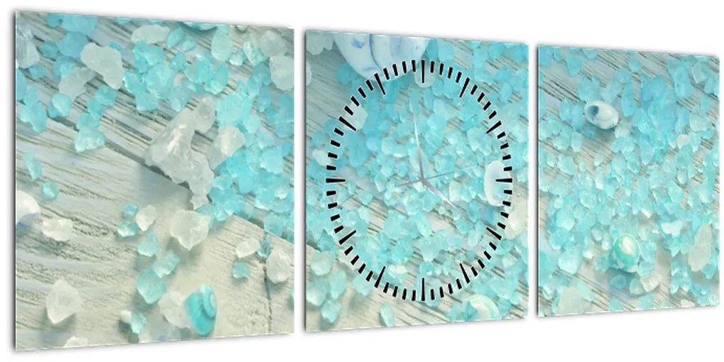 Tablou - Atmosfera de litoral în nuanțe turcoaz (cu ceas) (90x30 cm)