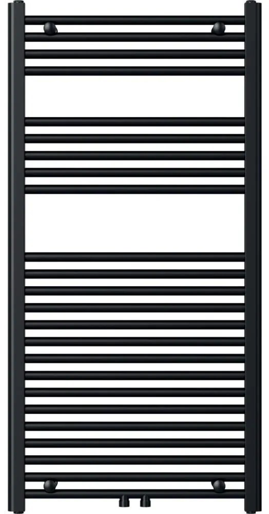Novaservis - Radiator de baie tip scară, 120 x 60 cm, 644 W / 230 V, drept, negru
