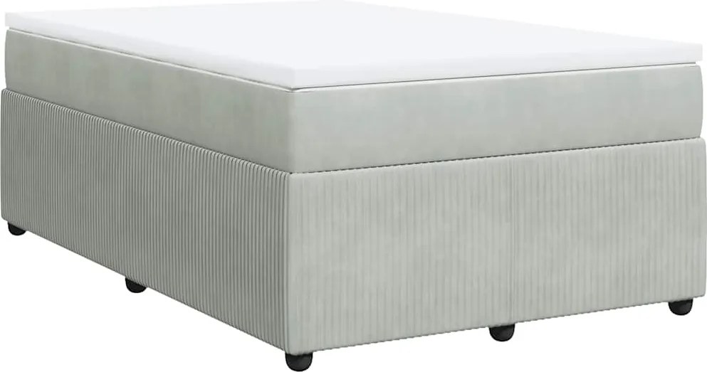 vidaXL Pat box spring cu saltea, gri deschis, 120x190 cm, catifea
