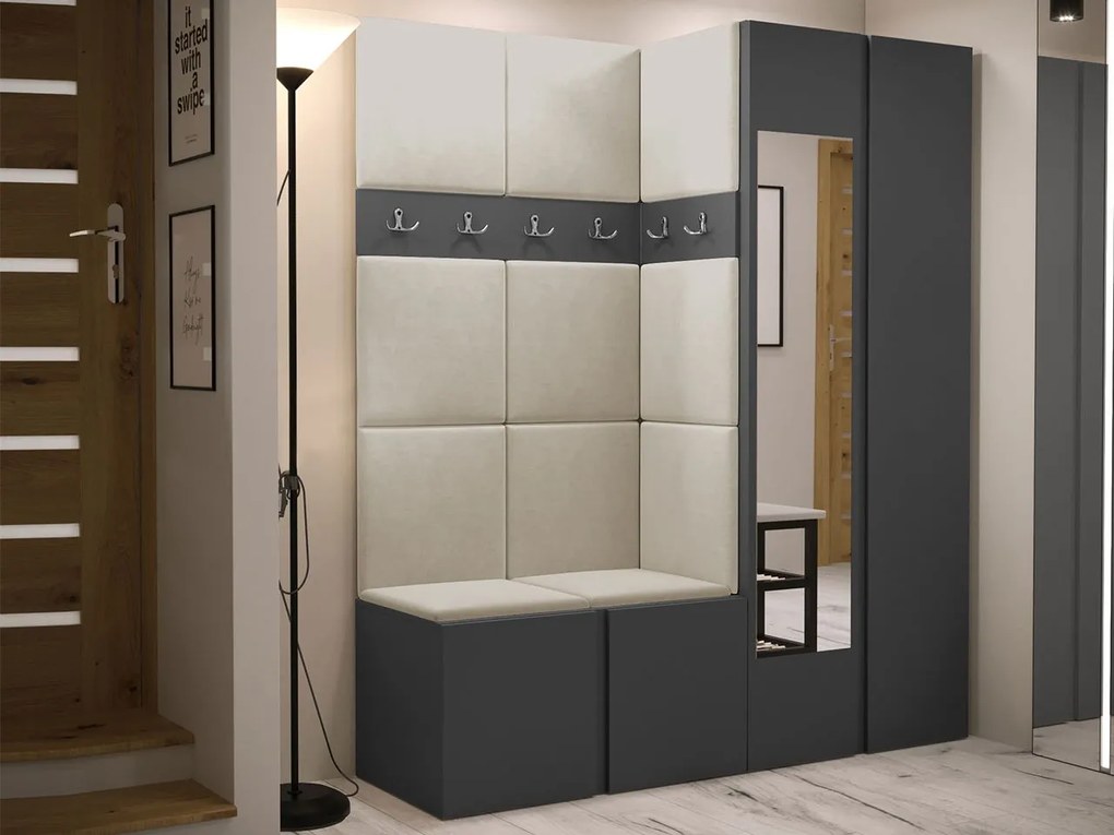 Mobilier hol Tovenaz XII (grafit + Bej) (cu oglindă). 1104827