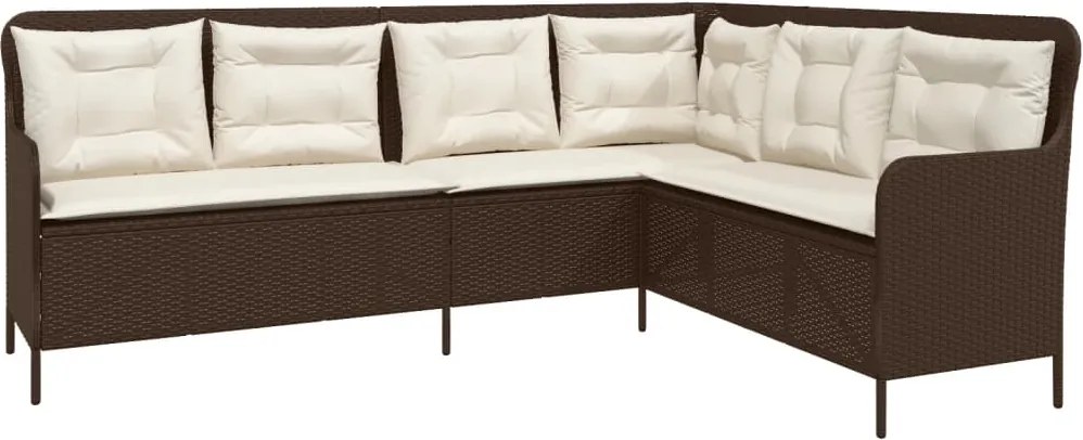 vidaXL Canapea de grădină cu perne, formă de L, maro, poliratan