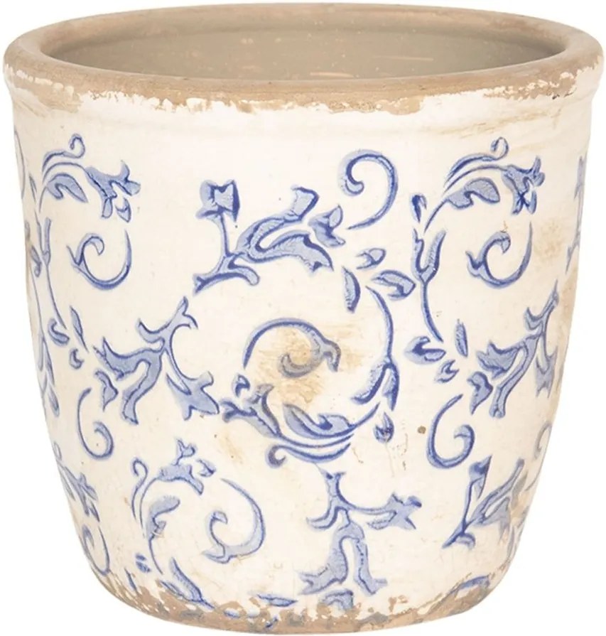 Ghiveci pentru flori ceramica alb albastru Elegance Ø 12 cm x 12 H