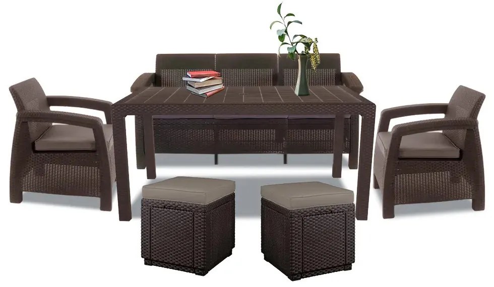 Set de mobilier de grădină Corfu Love max duo cub maro