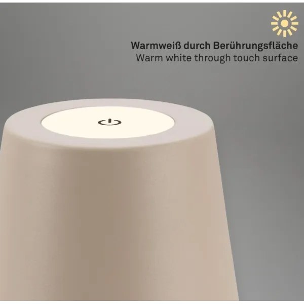 Lampă LED reîncărcabilă dimabilă de masă Briloner 7508011 LED/2,5W/5V IP44 bej