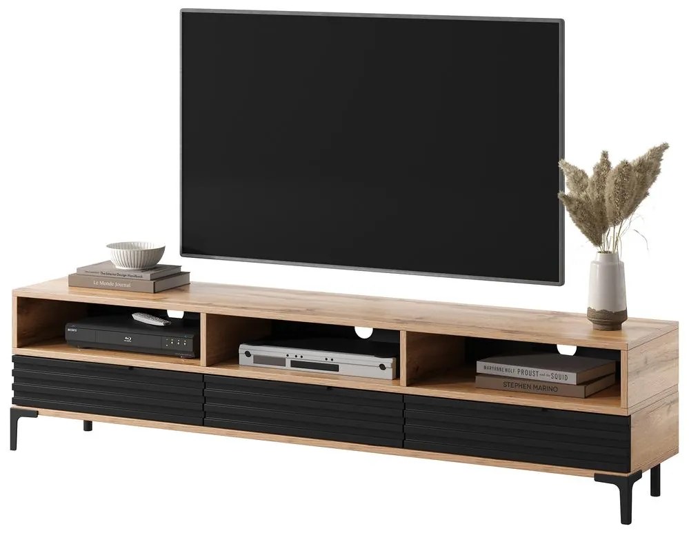 Masă TV Ricko 3D (stejar natural + negru). 1098750