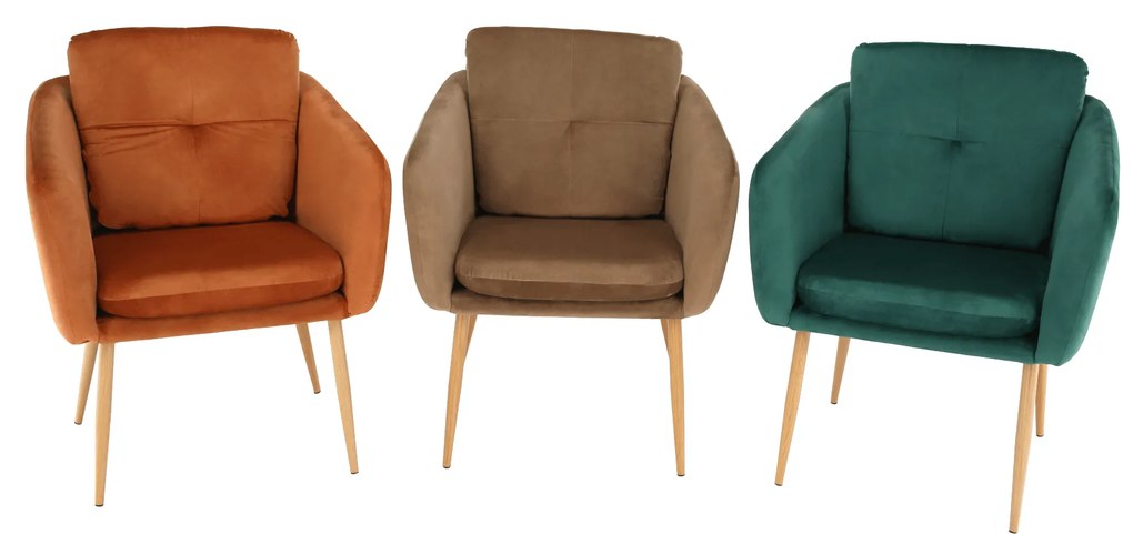 Fotoliu design, ţesătură din catifea teracota, AVETA
