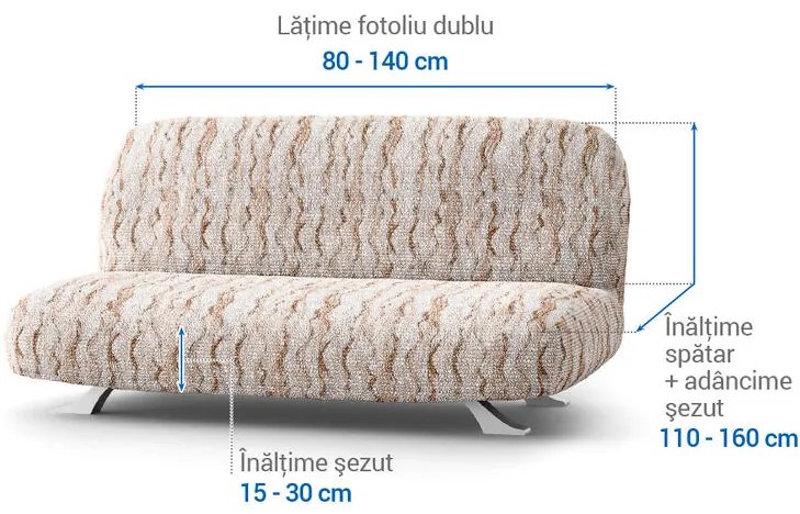 Huse bielastice OCEANO NOU bej 2fotoliu cu manere de lemn (l. 80 -140 cm)