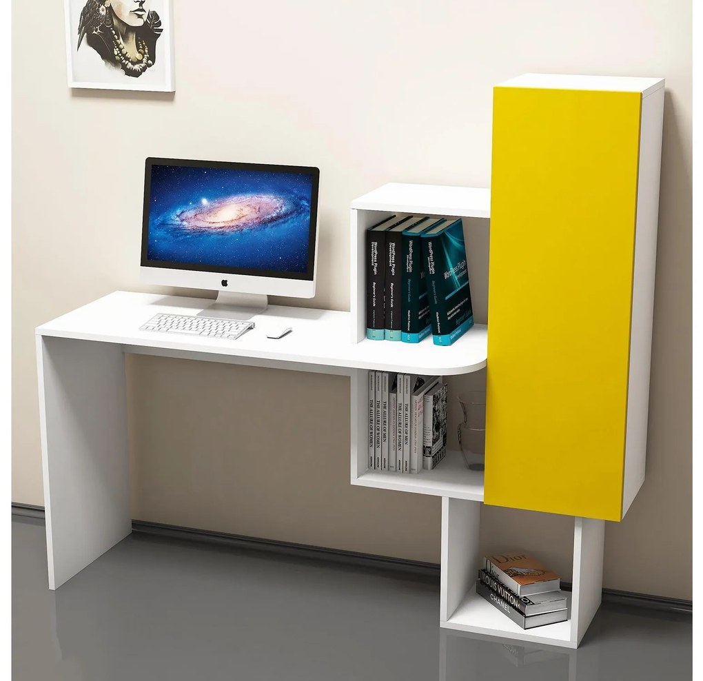 Masă PC Acai (Alb + Galben). 1088274